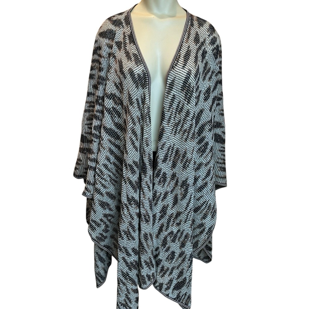 St John Evening Cardigan Animal Print Open‎ Front Wrap Shawl Lightweight OS Soft